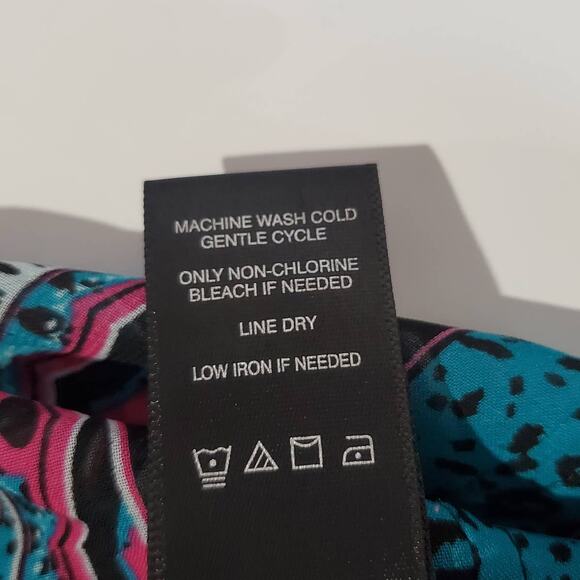 Ali Miles Womens Animal Print Boho Stripe Tie Front Semi Sheer Blouse Top Size L - Picture 10 of 11